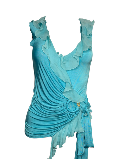 Roberto Cavalli Blue Draped Top