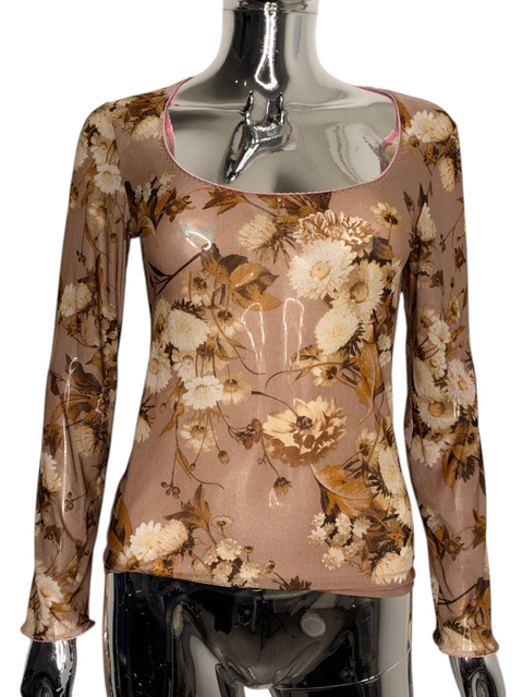 Roberto Cavalli Pink Flower Top