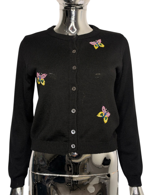 Dolce & Gabbana Black Wool Butterfly Cardigan