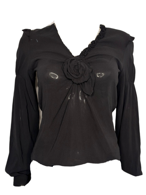 Dolce & Gabbana Black Silk Flower Top