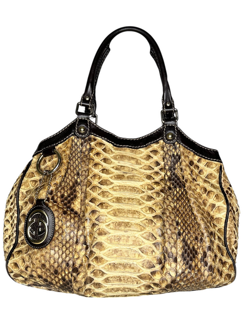 Gucci Sukey Brown Python Embossed Leather