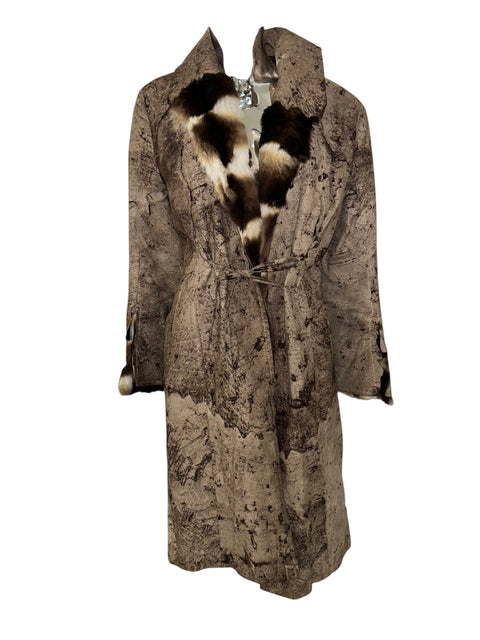 Long Textured Fur Brown Coat