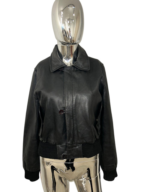 Oversized Black Leather Jacket