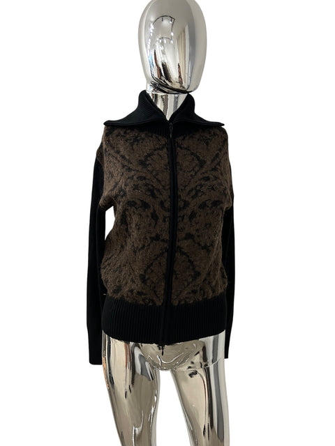 Black Brown Sweater Zip Marella Tricot