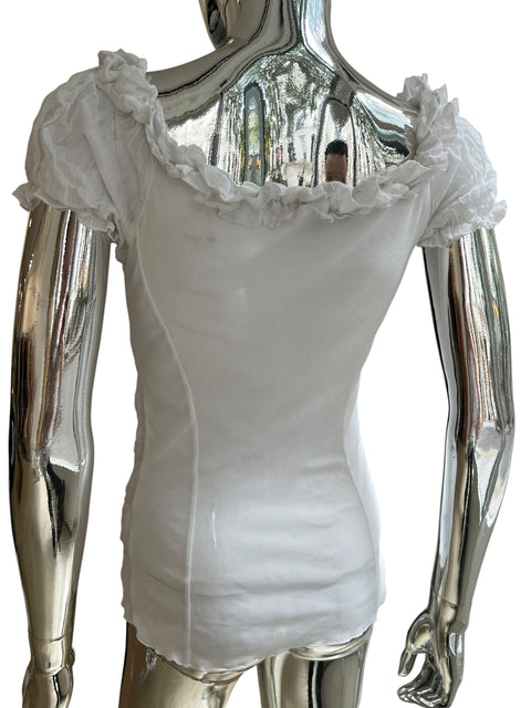 Talco White Mesh Bohème Top