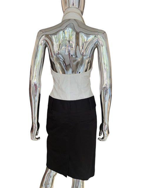 Specchio Woman Cotton Black & White Halter Dress