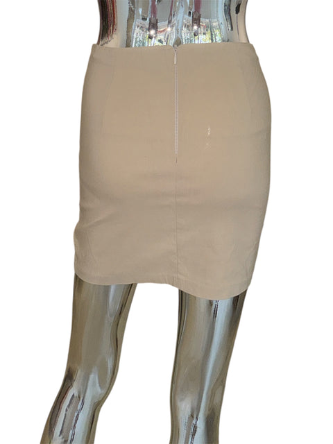 Vintage Beige High-Waisted Skirt With Slit