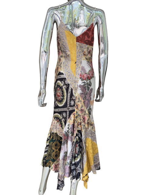 Roberto Cavalli Silk Floral Patchwork Slip Dress