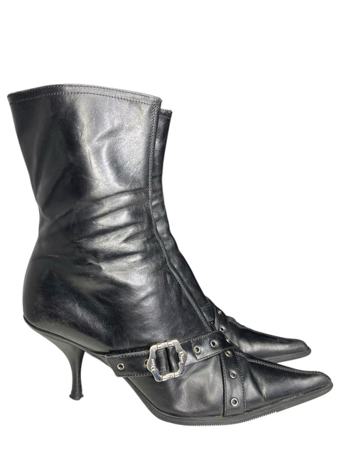 Christian Dior Black Leather Belt Boots