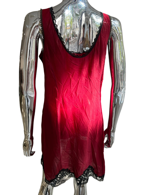 Vintage Red Black Lace Nightgown