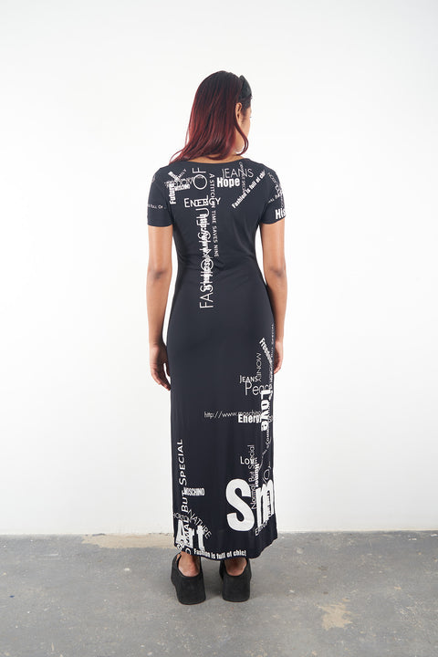 Moschino Text Black Dress