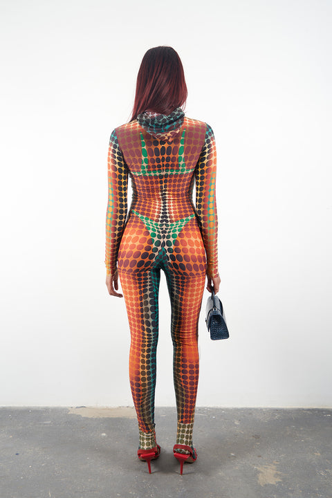 Jean Paul Gaultier Brown Dots Print Jumpsuit