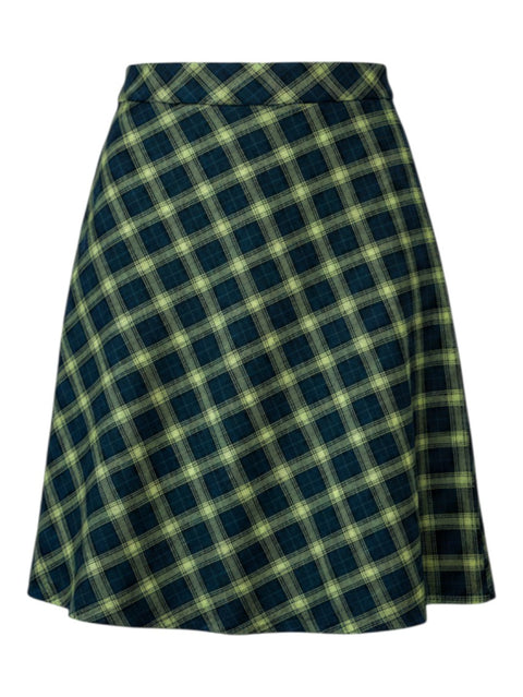 Vintage Chequered Green Midi Skirt