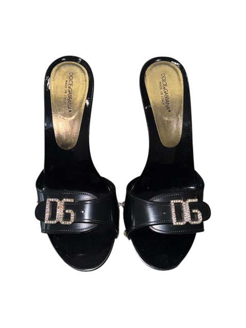 Dolce & Gabbana Crystal Logo Open Heels