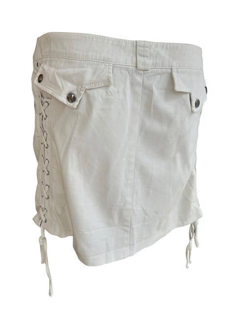 Max&Co White Lace-Up Miniskirt