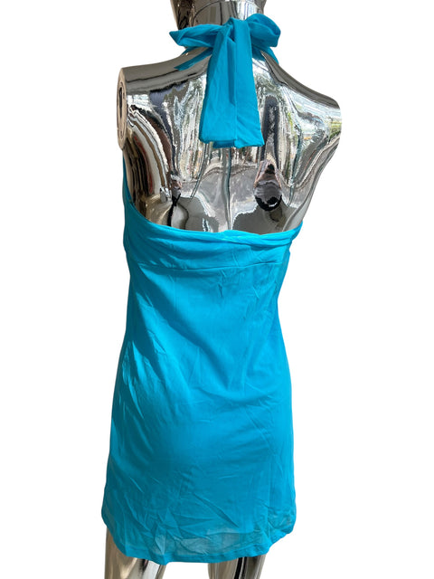 Lovable Blue Mesh Backless Dress