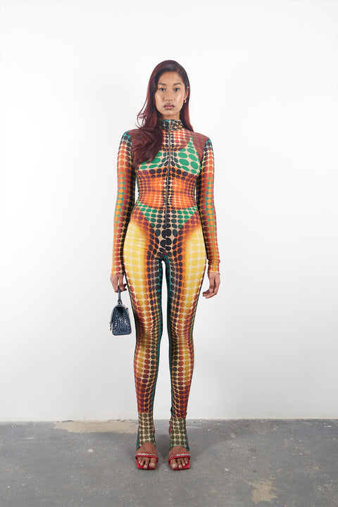 Jean Paul Gaultier Brown Dots Print Jumpsuit