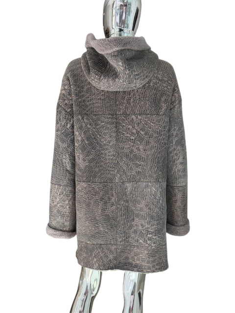 Gray Lambskin Coat With Fleece Interior