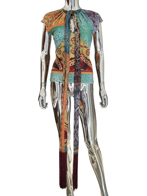 Roberto Cavalli Tassle Ties Top