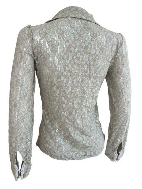 Shyde Beige Blue Lace Shirt