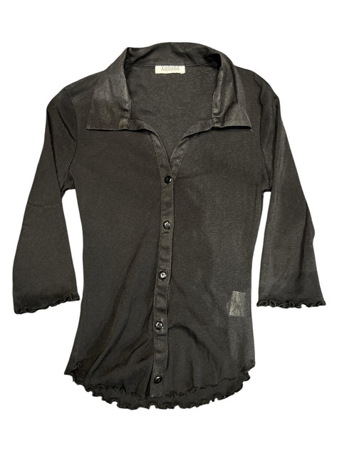 Mesh Black Mid Sleeves Shirt