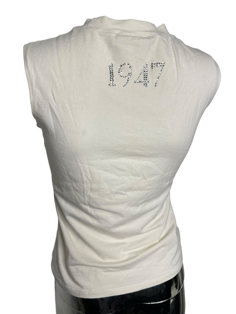 Christian Dior White Rhinestone J’adore Dior Tank Top
