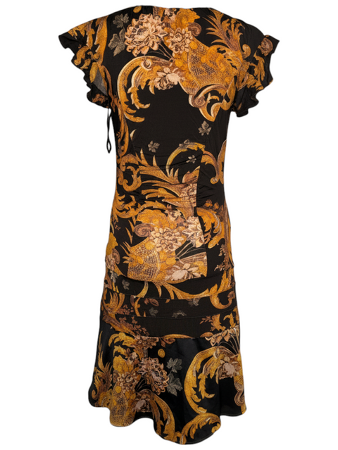 Roberto Cavalli Black Gold Flower Dress
