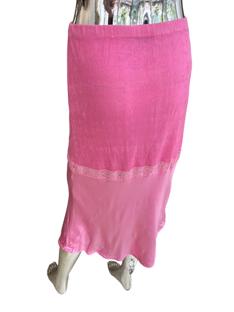 Twin-set Pink Lace Satin Long Skirt