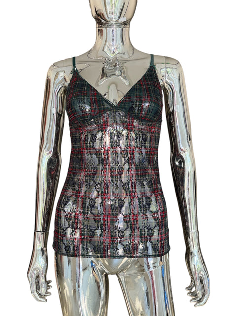 United Colors Of Bennetton Plaid Lace Top