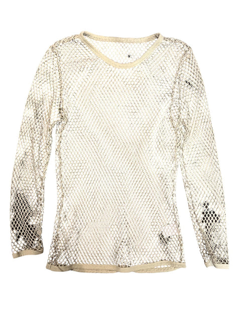 Beige Fishnet Top