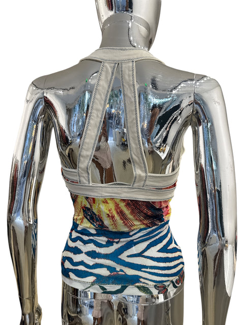 Just Cavalli Mixed Print Cutout Top