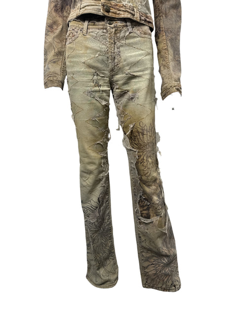 Just Cavalli Beige Print Jeans Set