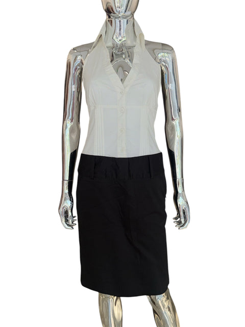 Specchio Woman Cotton Black & White Halter Dress