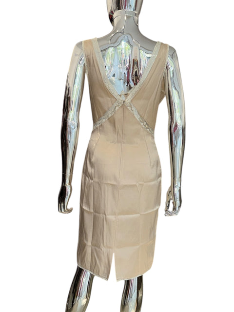 D&G (no tag) Beige Slip Dress With White Lace