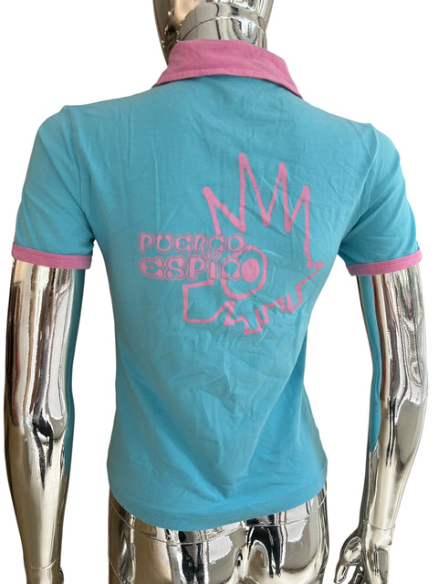Puerco Espia Blue Pink Detail Polo