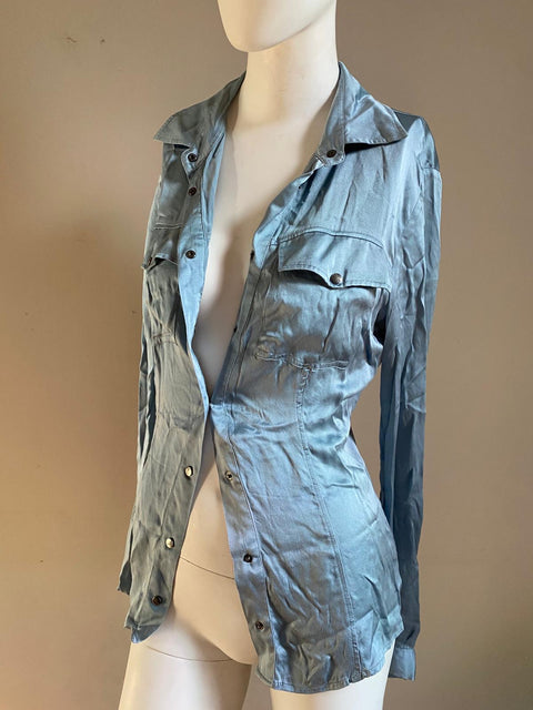 Gianfranco Ferre Blue Silky Blouse