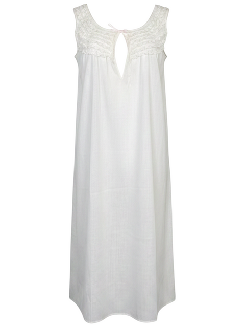 CHEZ SNOW BUNNY vintage baby pink sleeveless nightgown with delicate lace trim and a keyhole neckline