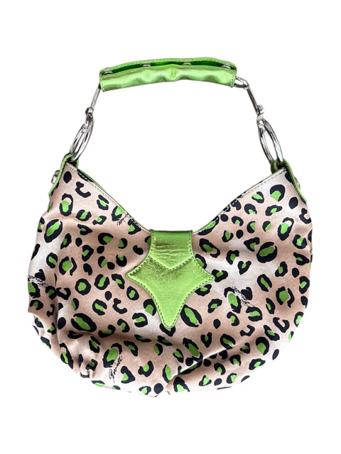 Cesare Paciotti Green Animal Print Purse