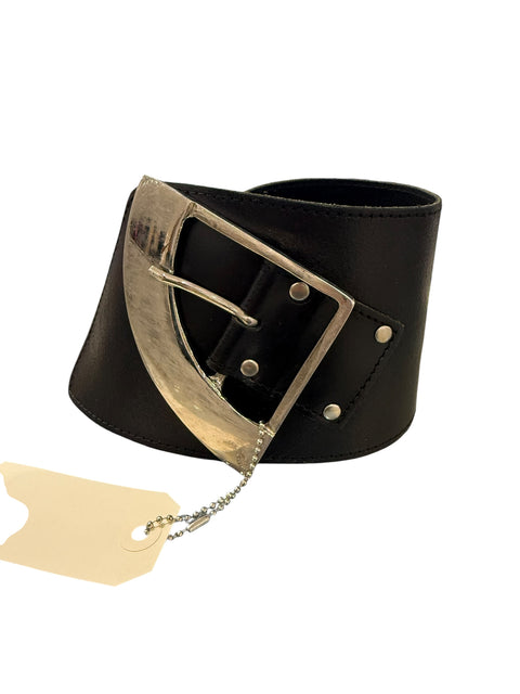 Vintage Large Leather Black Belt
