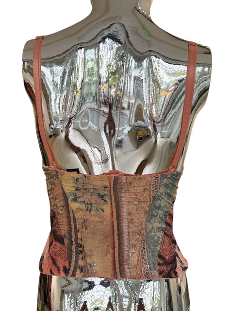 Roberto Cavalli Salmon Patchwork Bustier