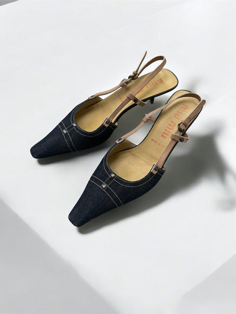 Miu Miu Denim Kitten Heels