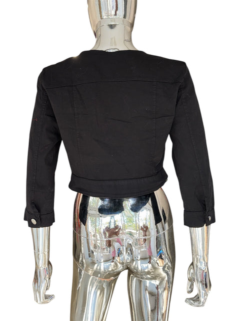Vintage Black Cotton Cropped Jacket