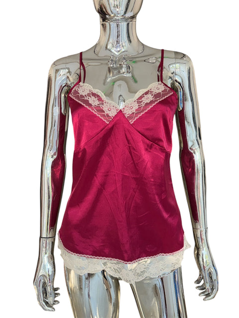 List Magenta Lingerie Top With White Lace