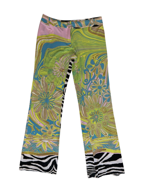 Roberto Cavalli Zebra & Floral Print Pants
