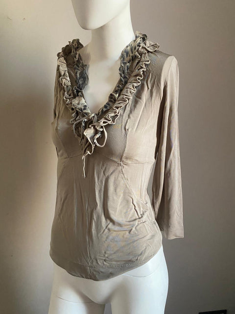Cavalli Cream Ruffled Top