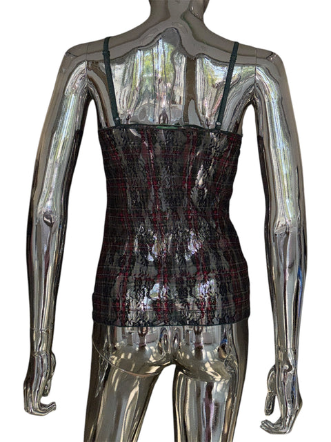 United Colors Of Bennetton Plaid Lace Top