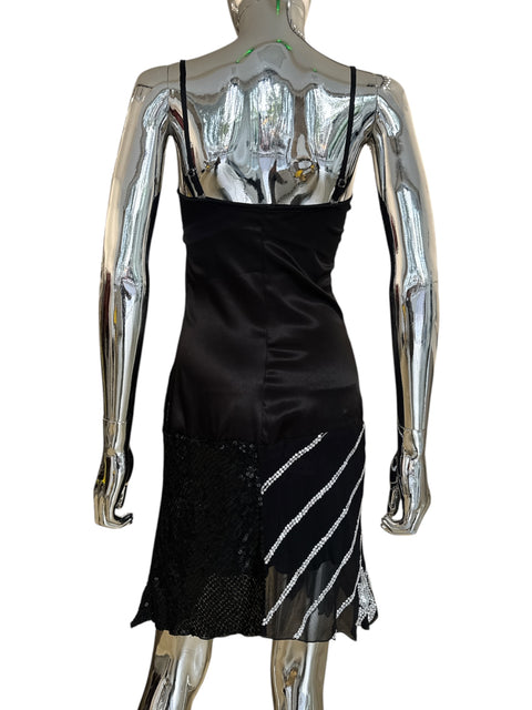 Armani Jeans Black Satin & Sequin Dress