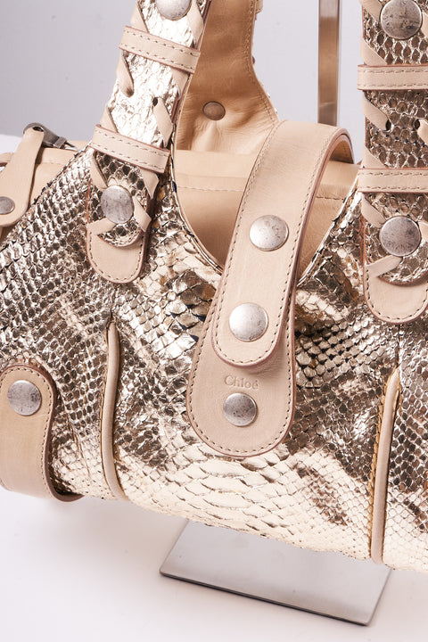 Chloé Gold Python Silverado Bag