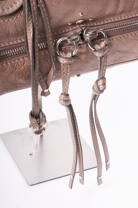 Chloe Paddington Hand Bag Leather Beige Silver