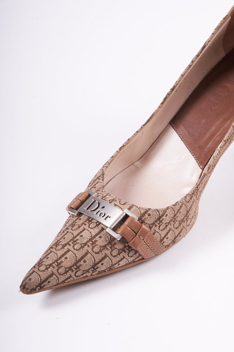 Dior Beige Monogram Buckles Heels